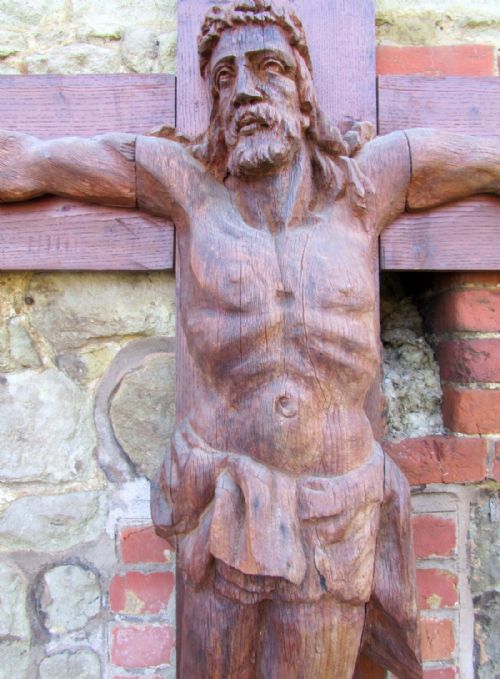 fig 3. A Large Carved Wooden Crucifix, French Cross