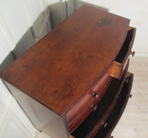 fig 3. Georgian Flame Mahogany Bow Front Chest Of Drawers