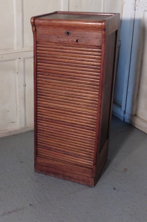 fig 2. Tambour Fronted Oak Art Deco Filing Cabinet