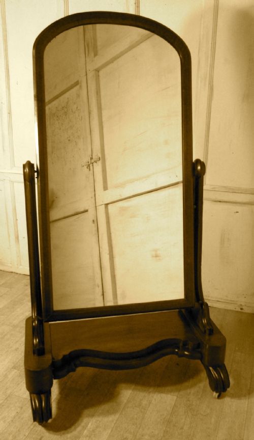 fig 1. Large Victorian Mahogany Cheval Mirror