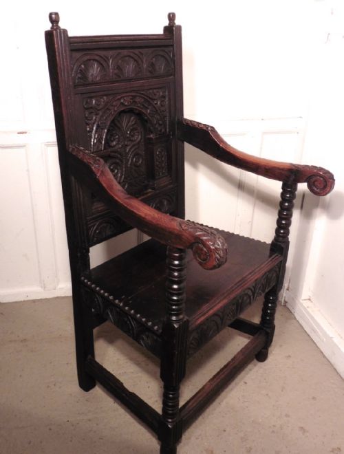 fig 1. 16th Century Carved Oak Wainscot Chair