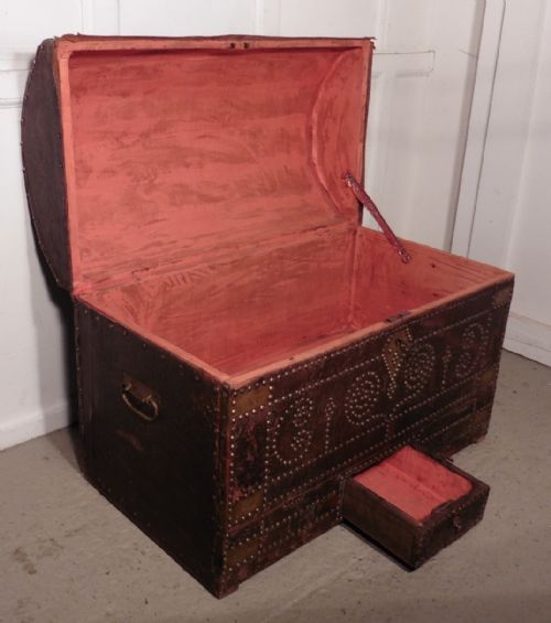 fig 2. Spanish Dome Top Leather Studded Marriage or Travel Trunk