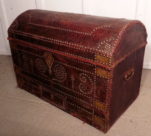 fig 3. Spanish Dome Top Leather Studded Marriage or Travel Trunk