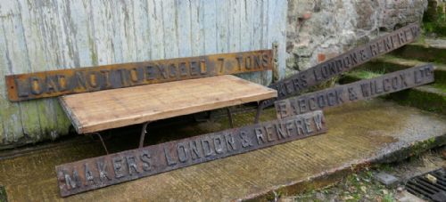Cast Iron Industrial Ship Yard Signs from Babcock and Wilcox, London and Renfrew