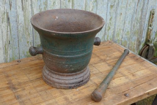 fig 1. Very Large French Cast Iron Pestle and Mortar
