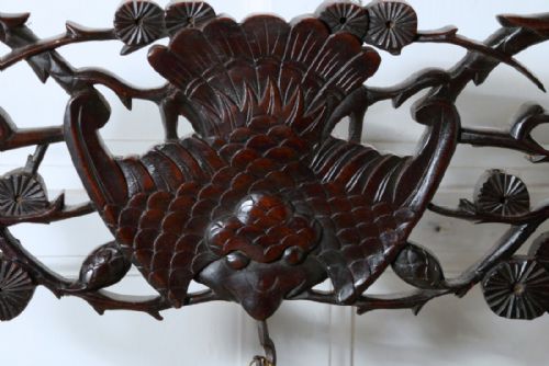 fig 1. Oriental Carved Rosewood, Brass Dinner Gong