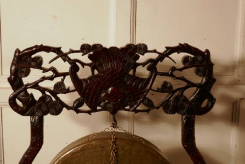 fig 2. Oriental Carved Rosewood, Brass Dinner Gong