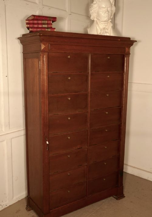 Tall French Oak Filing Cabinet, Wellington Chest