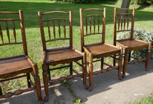 fig 1. Set of 6, 18th Century Clissett Style Elm and Ash Country Chairs