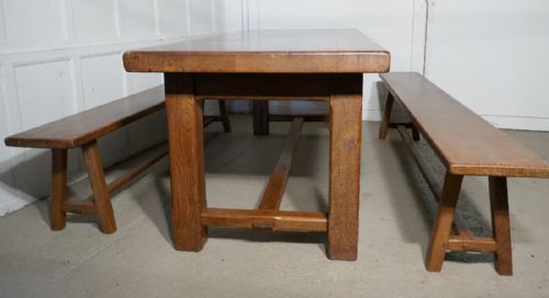 fig 2. French Country Oak Farmhouse Table and Benches