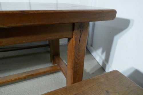 fig 4. French Country Oak Farmhouse Table and Benches