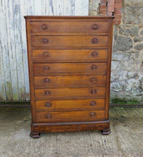 Victorian Golden Oak 8 Drawer Chest of Drawers, Collectors, Linen