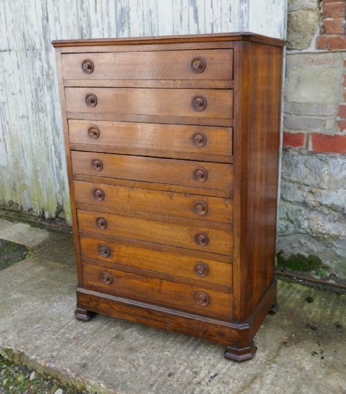 fig 5. Victorian Golden Oak 8 Drawer Chest of Drawers, Collectors, Linen