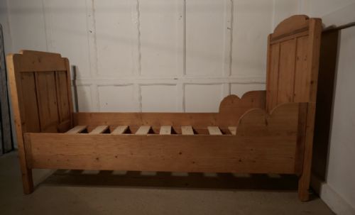 fig 1. A Pair of 19th Century French Rustic Pine Single Sleigh Beds