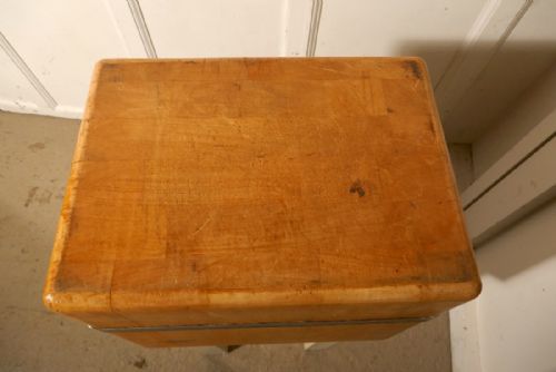 fig 2. A French Vintage Sycamore Butchers Block with painted legs