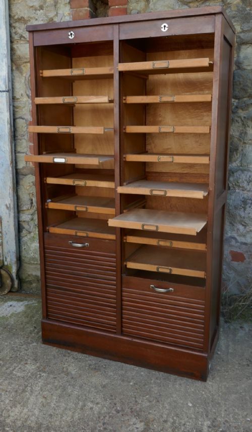 fig 2. Double Tambour Fronted Mahogany Filing Cabinet