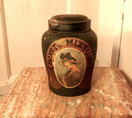 Painted Shop Tobacco Jar
