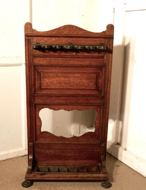 fig 1. A Superb Victorian Oak Snooker Cue Rack