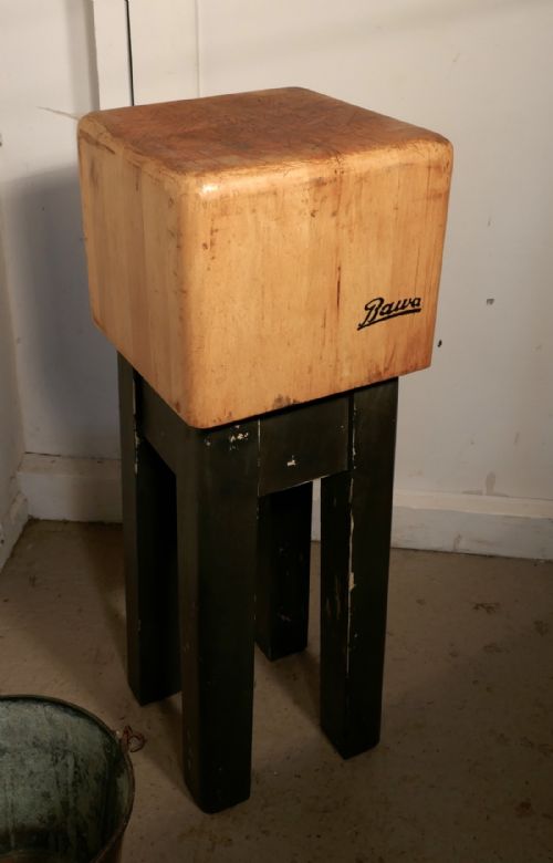 fig 1. A French Vintage Sycamore Butchers Block with Black Legs