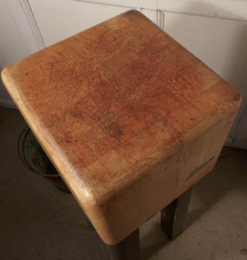 fig 2. A French Vintage Sycamore Butchers Block with Black Legs