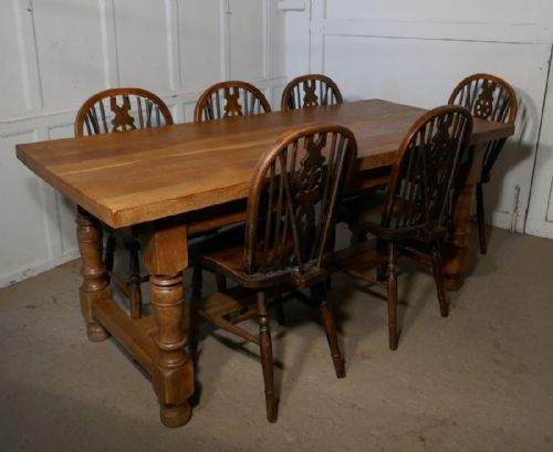 French Golden Oak Farmhouse Table