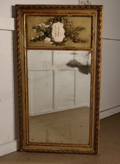 French Shabby Trumeau Style Console Mirror by Franse Spiegel