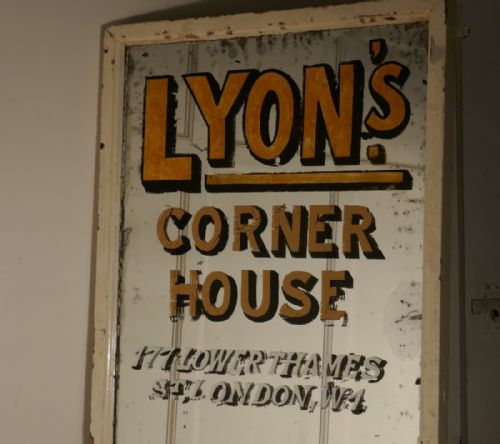 fig 2. Tall Victorian Advertising Mirror, Lyons Tea Rooms
