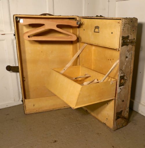 Fitted Steamer Trunk or Cabin Wardrobe, Portmanteau in Vellum