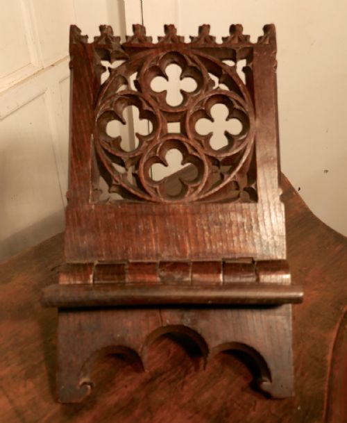 fig 1. French Gothic Oak Book Rest or Reading Stand, Lutrin