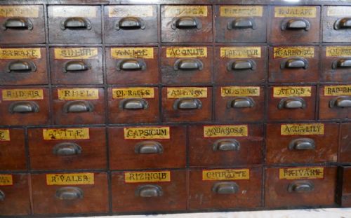 fig 1. 19th Century Chemist Drawers 37 Drawer Pharmacists Cabinet