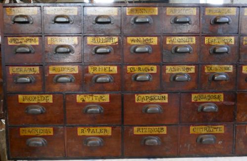 fig 2. 19th Century Chemist Drawers 37 Drawer Pharmacists Cabinet