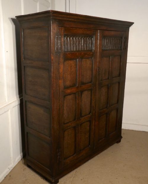 fig 1. 18th Century Carved Oak Housekeepers Cupboard or Wardrobe