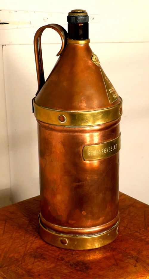 A Danish Copper Rum Flagon, Ration Jar