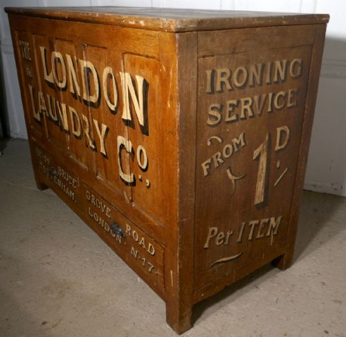 fig 1. Very Large Victorian Mule Chest Laundry Advertising Piece Shop Display