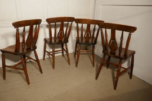 fig 2. Set of 4 Victorian Fiddle Back Farmhouse Kitchen Chairs