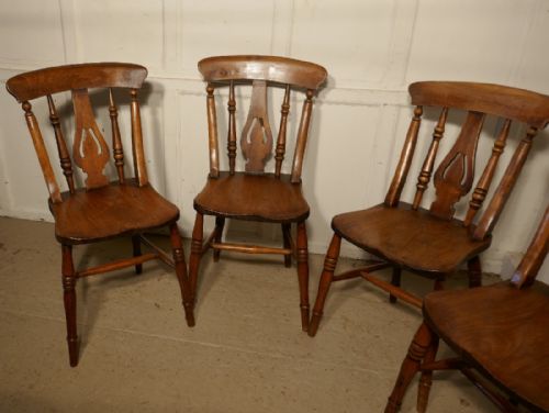 fig 3. Set of 4 Victorian Fiddle Back Farmhouse Kitchen Chairs
