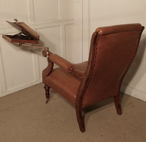 fig 2. Walnut and Leather Gentleman’s Library Chair with Reading Stand