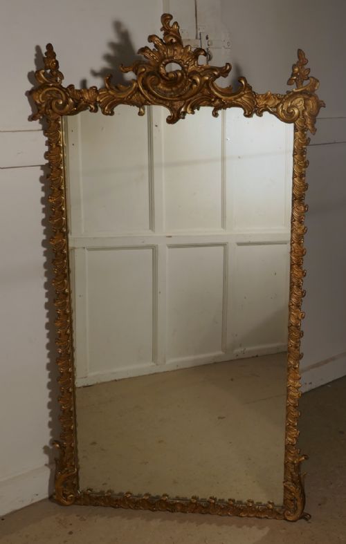 A Large French Shabby Gilt Console Mirror