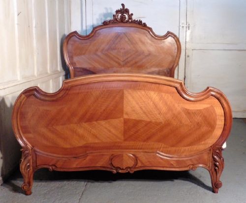 fig 3. Louis XV Style French Golden Walnut King Size Bed