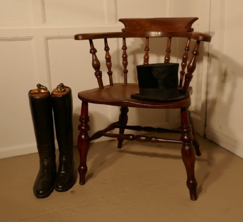 19th Century Elm & Ash Smokers Bow Office or Desk Chair