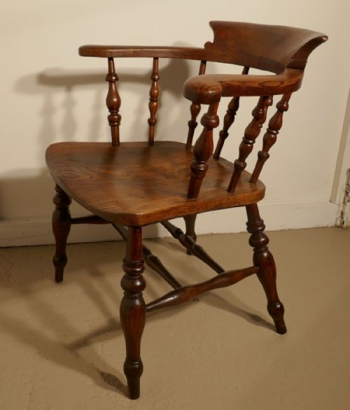 fig 2. 19th Century Elm & Ash Smokers Bow Office or Desk Chair