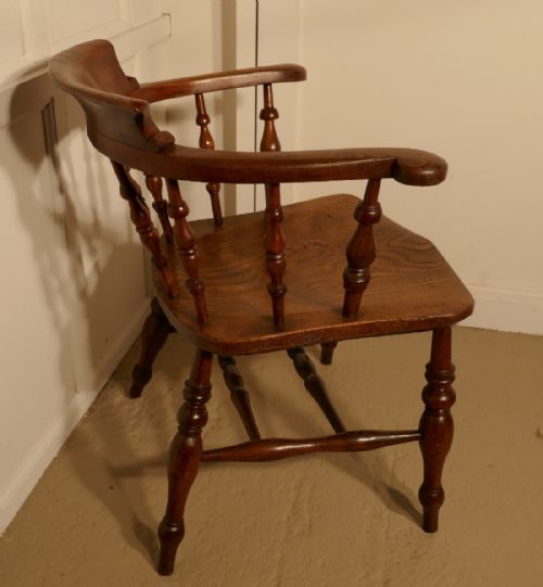 fig 3. 19th Century Elm & Ash Smokers Bow Office or Desk Chair