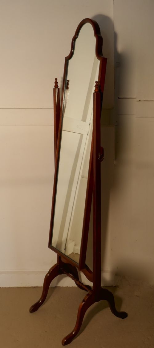 fig 1. Stylish Edwardian Mahogany Cheval Mirror