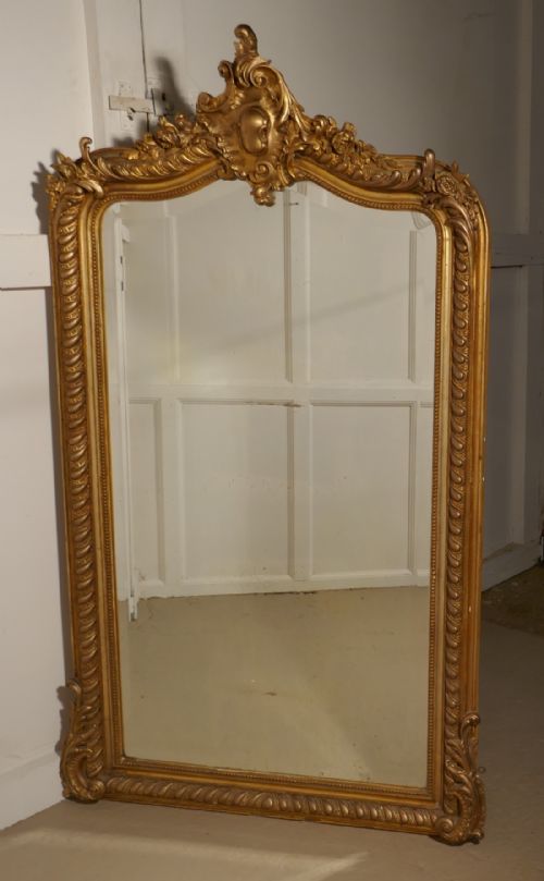 A Superb Large French Shabby Gilt Console Mirror