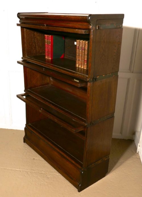 fig 1. A 3 Stack Oak Globe Wernicke Barristers Bookcase 0r Filing Cabinet