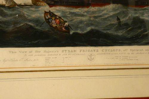 fig 3. A Pair of Large Framed Coloured Prints of Steam Frigates 