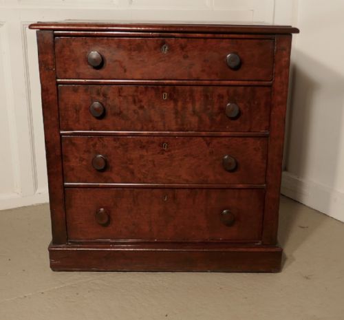 Small Victorian Flame Mahogany Chest of Drawers, Batchelor’s Chest