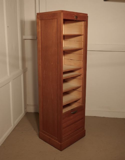 fig 2. A French Tambour Fronted Oak Art Deco Filing Cabinet