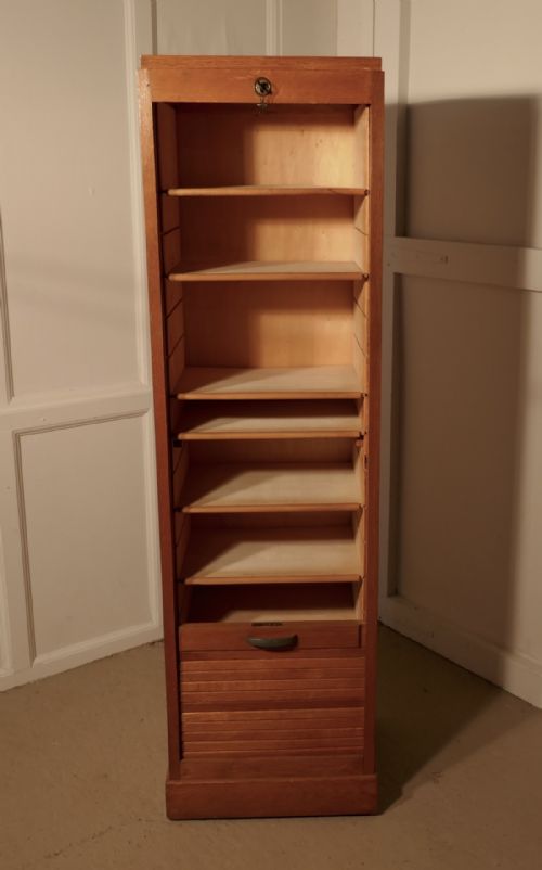 fig 3. A French Tambour Fronted Oak Art Deco Filing Cabinet