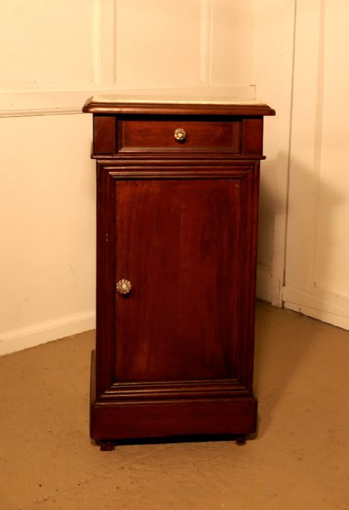 French Mahogany and Marble Bedside Cupboard